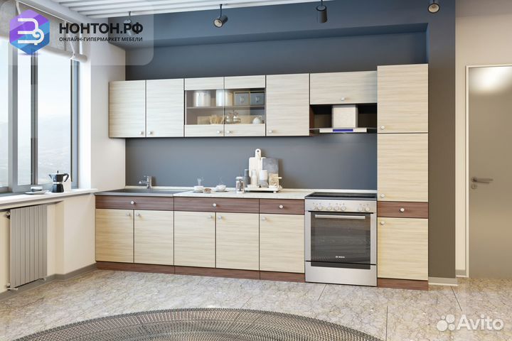 Кухня Шимо 3.0 м ясень шимо темный / ясень шимо св