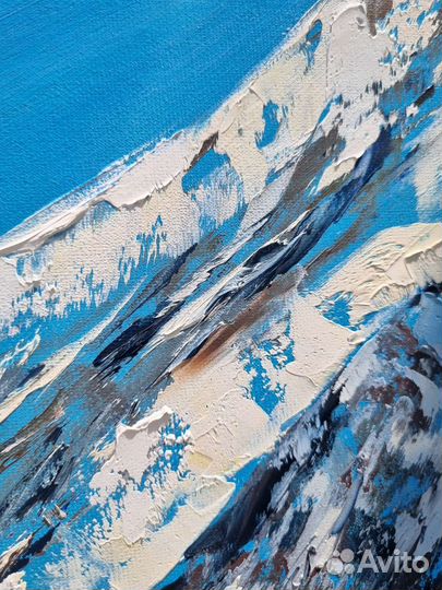 Картина маслом горный пейзаж горы 50х60 см