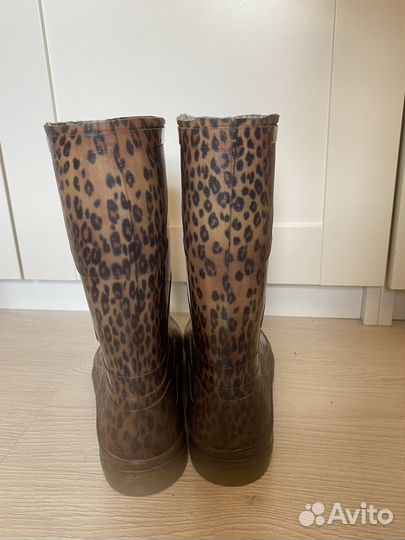 Сапоги резиновые стелька 24,5 размер 38-39 леопард