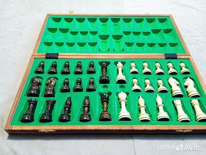 Шахматы Стаунтон Премиум с выжигом, доска Амбассад