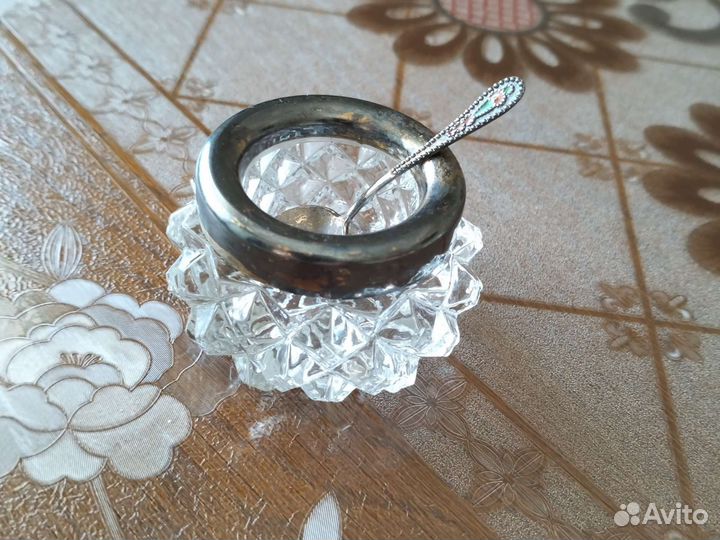 Солонка хрусталь серебро