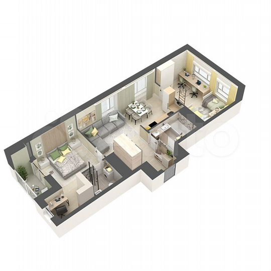 2-к. квартира, 69,4 м², 8/25 эт.