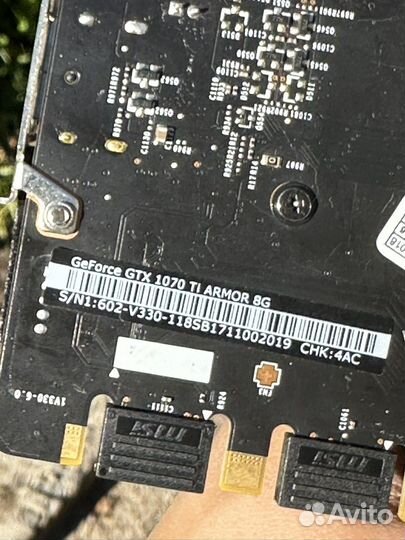 Видеокарта MSI GTX 1070 ti 8gb armor 8G