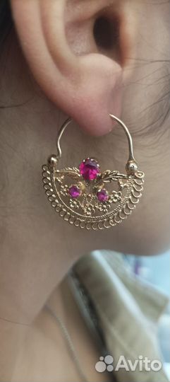 Золотые серьги восточный стиль новые 585 проба