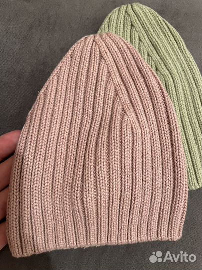 2 шапочки бини на малыша осень б/у