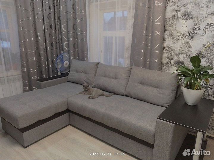 Угловой диван Атланта Люкс рогожка Malmo серый