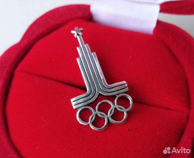Знак, значок серебро 925. Олимпиада 80. Эмблема