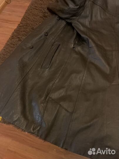 Винтажный мужской кожаный плащ