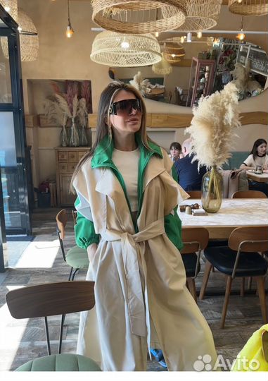 Тренч спортивный стильный бежевый