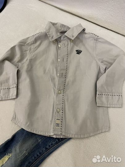 Комплект вещей, джинсы и рубашки, 80 см в идиале