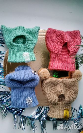 Шапка для кошек и собак мелких пород вязанная