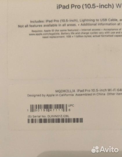 iPad Pro 10 5 2017 Wi-Fi 64Gb