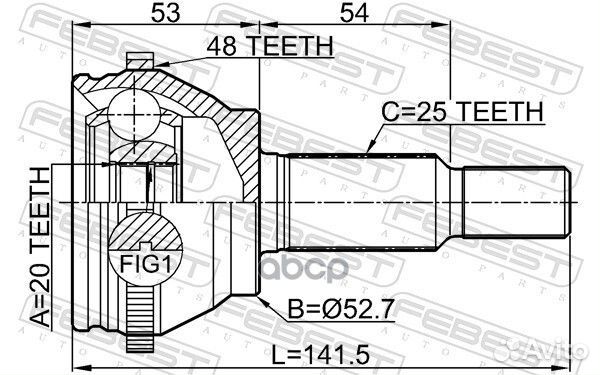 Шрус наружный задний 20X52.7X25 2410arka48R Febest