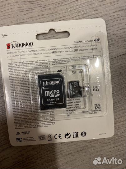 Карта памяти MicroSD kingston 64GB