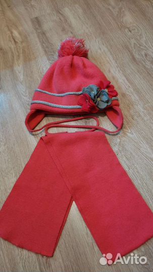 Зимняя шапка+шарф р. 50-54 3-6 лет