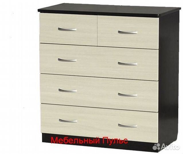 Комод 5 ящиков белый глянец