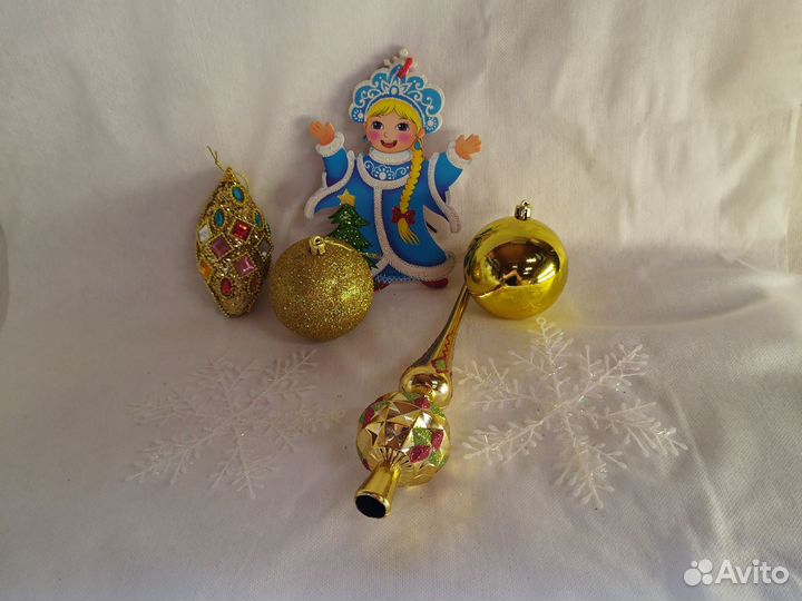 Набор украшений на елку - золотистый (7шт)