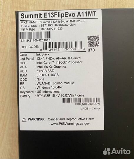 Ноутбук MSI Summit E13FlipEvo A11MT