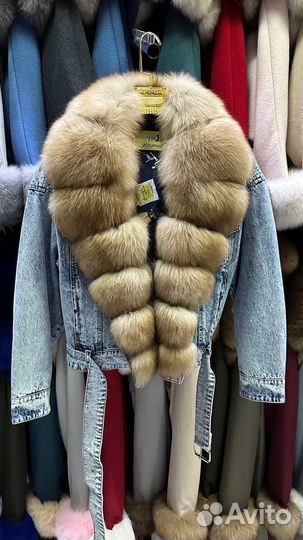 Джинсовая куртка с натуральным мехом 42,44,46,48