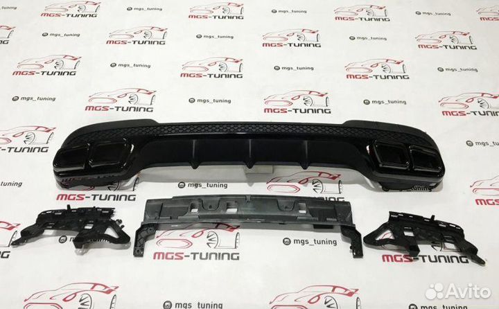 Диффузор Mercedes E63 AMG All Black + Насадки