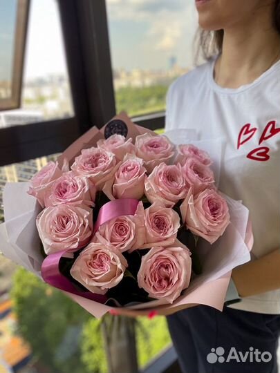 Пионовидные розы, ароматные розы, букет роз