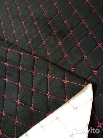 Велюр стёганый ромб красный на поролоне 5мм