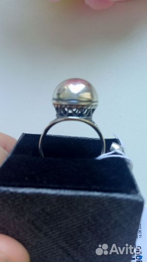 Кольцо крупный шар, серебро р. 18,5