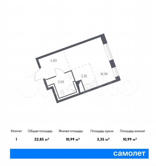 Квартира-студия, 22,9 м², 9/9 эт.