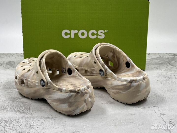 Crocs сабо женские platform beige