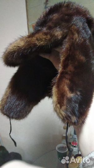 Шапка ушанка норковая коричневая