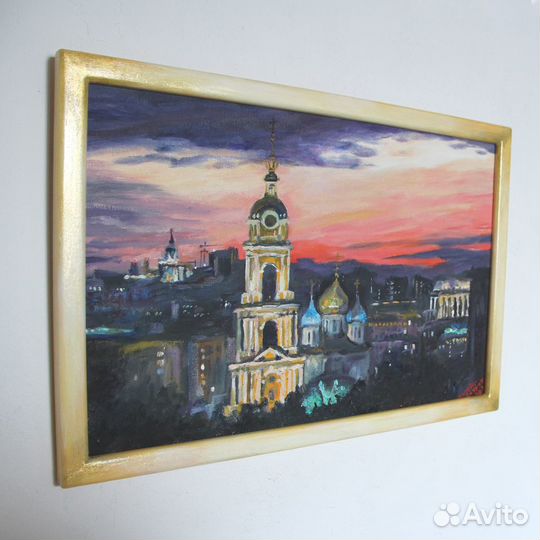 Этюд: Закат за Новоспасским. 20х30см. Холст, масло