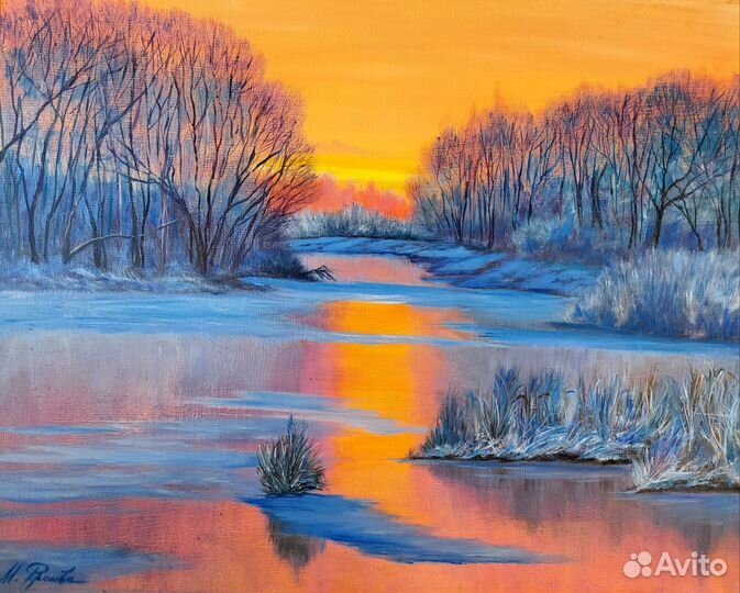 Картина маслом на холсте Рубиновый закат