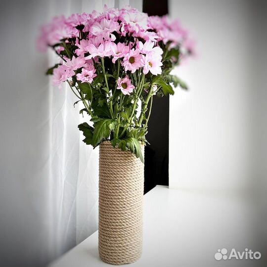 Ваза для цветов джутовая