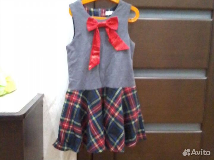 Школьный сарафан 134 140 серый