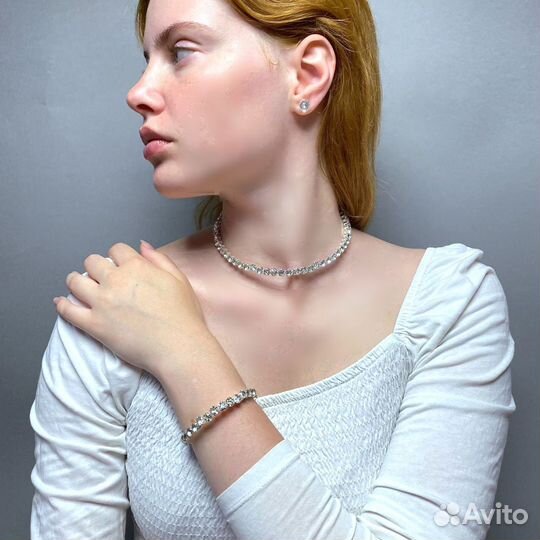 Колье+серьги+браслет новый комплект украшений