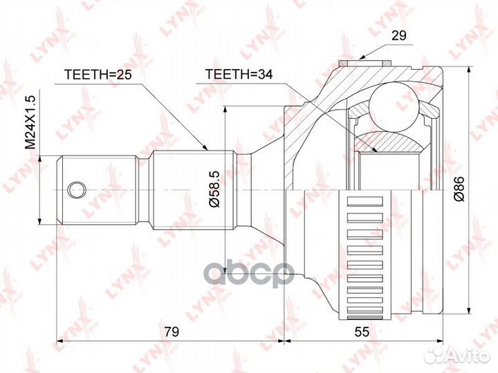 Шрус внешний перед прав/лев CO3914A lynxauto