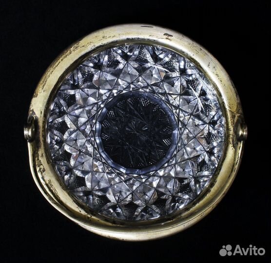 Конфетница хрустальная с серебряной ручкой, 875 пр