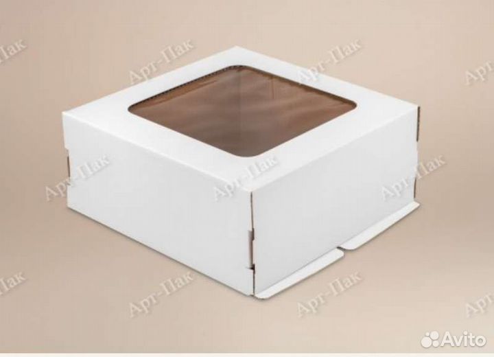 Коробка для торта 280x280x140мм с окном