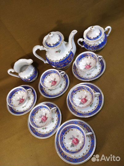 Кофейный сервиз Oscar Роза кобальт Германия