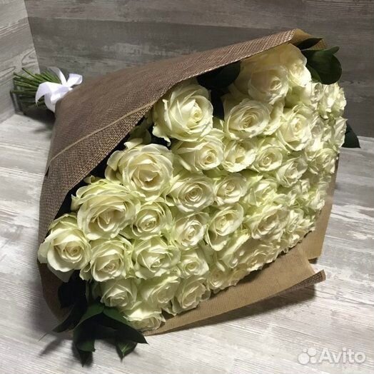 Розы белые 75 шт Букет цветов с доставкой