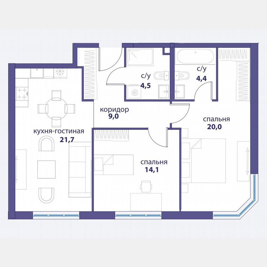 1-к. квартира, 73 м², 9/33 эт.