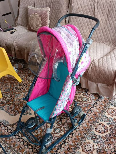 Детские санки коляска с колесами бу