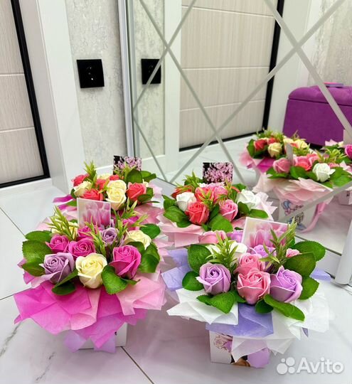 Букеты из мыльных роз