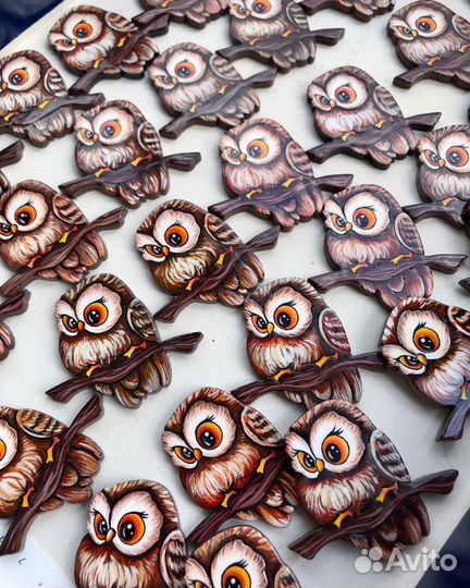 Брошь ручной работы сова