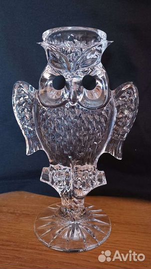 Сова хрустальная подсвечник 2 штуки