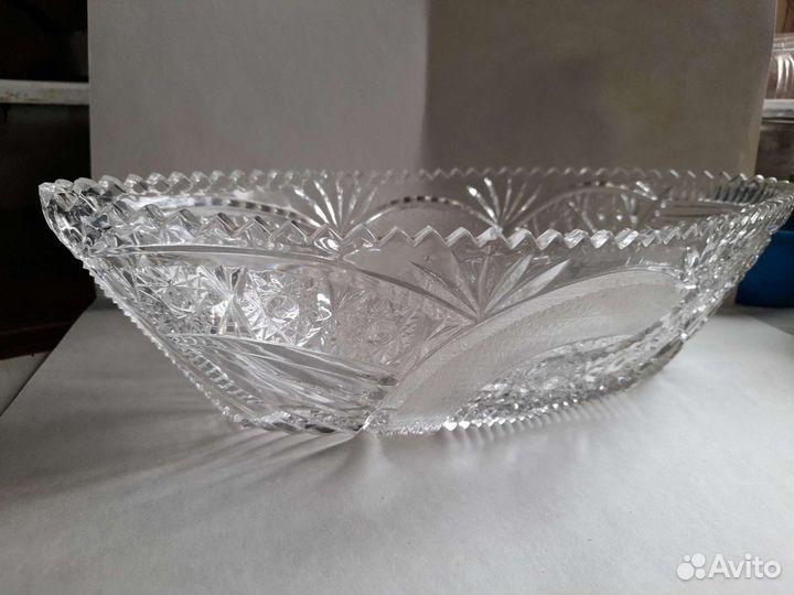 Хрустальная ваза, ладья/фруктовница