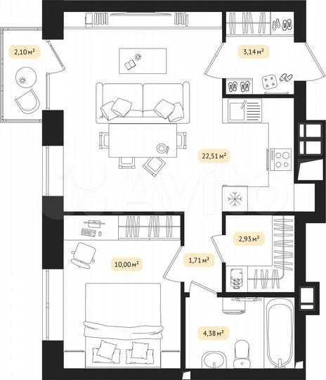 1-к. квартира, 45,3 м², 17/24 эт.