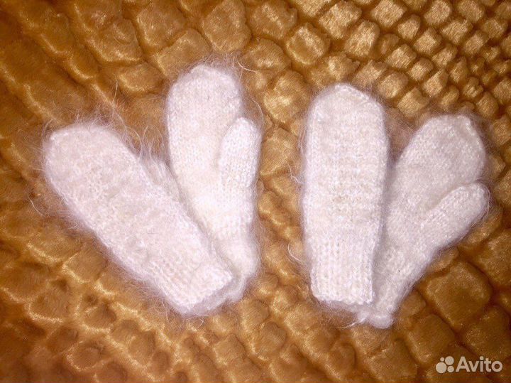 Варежки вязаные новые из козьего пуха (3 - 4 года)