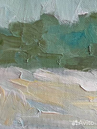 Картина маслом зимний пейзаж лес монохром