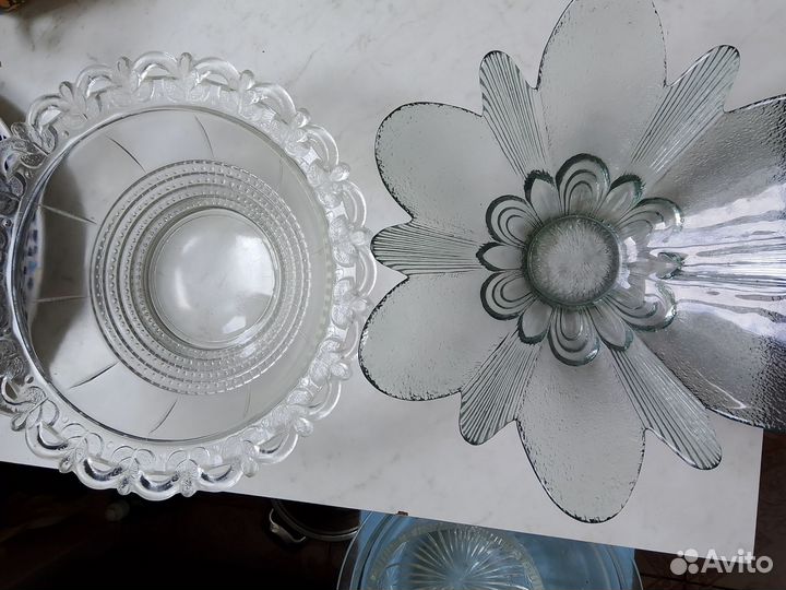 Ваза конфетница цветок стекло СССР